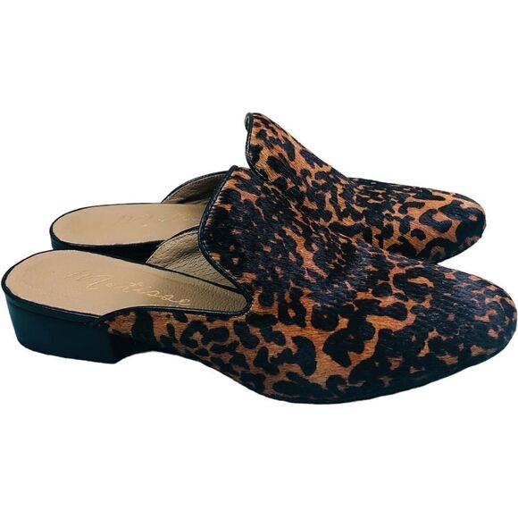Matisse Lacy Tan Leopard Animal Print Calf Hair Leather Mules - Picture 4 of 13